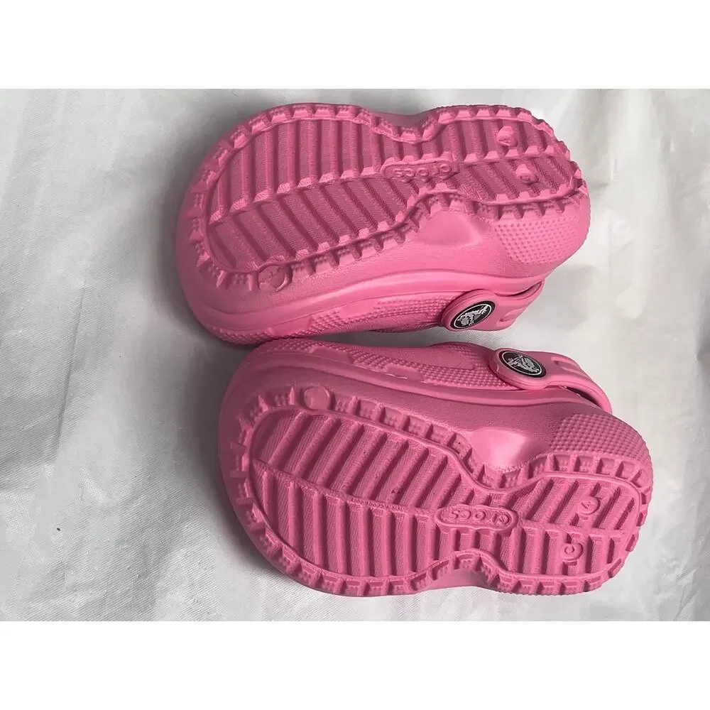 Crocs Classic Lined Clogs Toddler Girls Size C4 Pink Fuzzy Fur Slip On